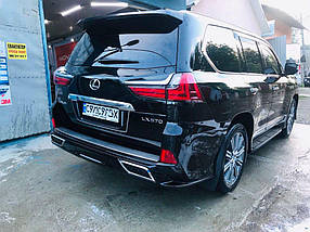 Накладка на вторець заднього бампера (2016+, 2 шт) Lexus LX570 AUC 450d AUC Накладки на задній бампер-ліксус ЛХ