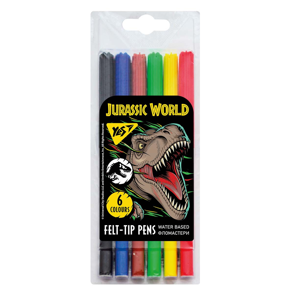 Фломастери YES 6 кольорів Jurassic World (650515)