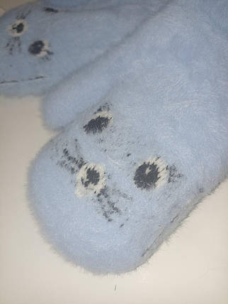 Рукавички хутряні дитячі КОРОНА модель Е0026 (блакитні), фото 2
