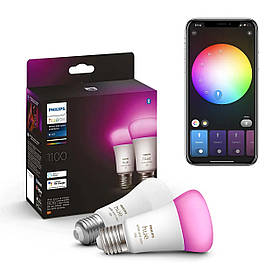 Розумні LED лампочки Philips Hue E27 White and Color 1100лм 75Вт 9W, ZigBee, Bluetooth, Apple HomeKit, 2шт.