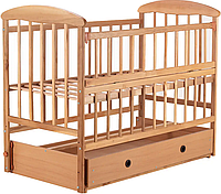 Ліжечко дерев. маятник + ящик відкидний бортик "Наталка" Вільха світле