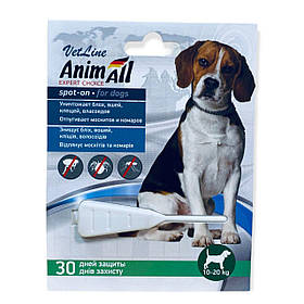Краплі від бліх і кліщів AnimAll VetLine spot-on для собак від 10 кг до 20 кг ампула 4 мл(ціна за 1 шт)