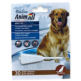Краплі інсекто-акарицидні від бліх і кліщів для собак 20 - 30 кг AnimAll VetLine spot-on 6 мл