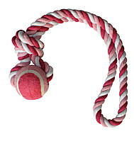 Игрушка для собак Croci Канат грейфер с петлей и мячиком 33 см Розовый