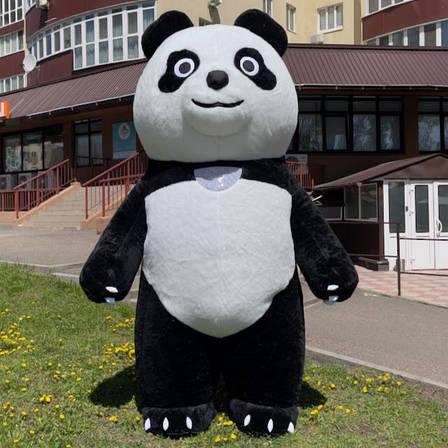 Ростовий костюм панди – надувний аніматорський костюм 2,6 м, вентилятор, акумулятор, фото 1
