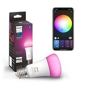 Розумна LED лампочка Philips Hue E27 White and Color 1600лм 100Вт 13.5W, ZigBee, Bluetooth, Apple HomeKit