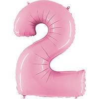 Фольгированный шар цифра Grabo 2 Розовая пастель 40" (102 см)