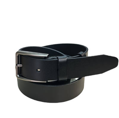 Ремінь шкіряний чорний гладкий 3,5 см