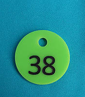 Брелок с номером на ключи для шкафчиков, нумерация на ключи салатовый