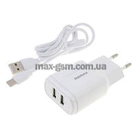 УЗУ Remax RP-U22 Type-C (СЗУ 2xUSB 2.4A/Cable Type-C) white