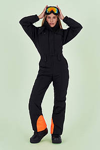 Горнолижний жіночий комбінезон чорний з оранжевою вставкою (2 кольори) DX/-08032/1