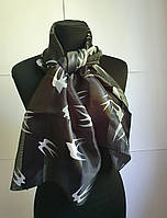 Женский лёгкий тонкий шейный шарф на шею сумку ласточки в чёрном цвете