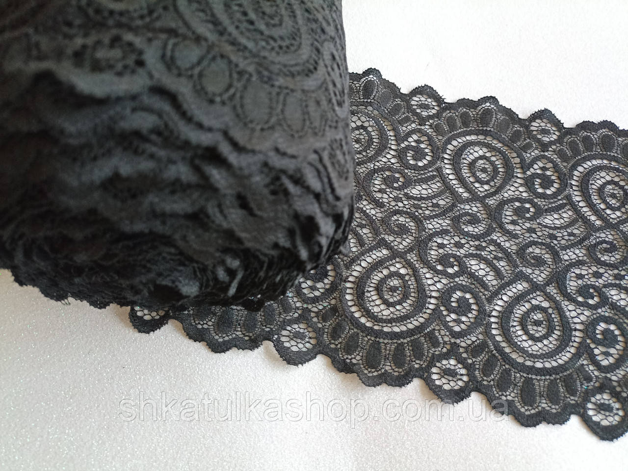 Мереживо стрейч18см "Моніка" чорне, фото 1