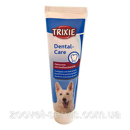 Зубна паста для собак зі смаком м'яса Trixie 100 г від зубного каменя, неприємного запаху, фото 1