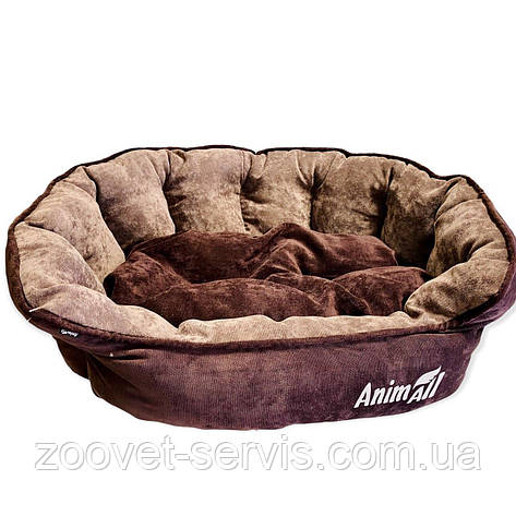 Лежак велюровий для котів та собак AnimAll Royal Velours M CHOCOLATE, 53×47×21см, переться в машинці, фото 1
