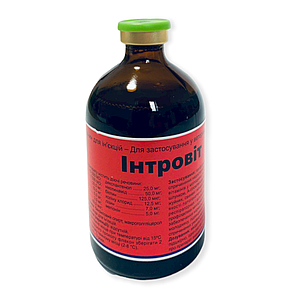 Інтровіт Interchemie розчин для ін'єкцій 100 мл вітаміни для корів, телят, коней, кіз, овець, свиней, поросят, фото 3