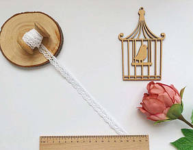 Мереживо бавовняне 13мм біле, метражем