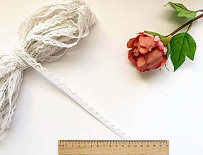 Мереживо бавовняне 10мм біле, (упаковка 20м)