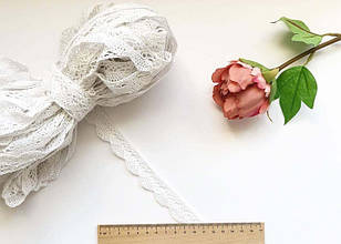 Мереживо бавовняне 22мм біле, (упаковка 20м)