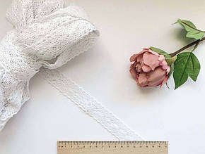 Мереживо бавовняне 25мм біле, (упаковка 20м)