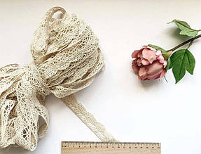 Мереживо бавовняне 22мм бежеве, (упаковка 20м)