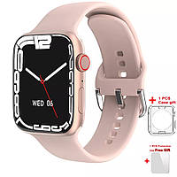 Розумні Смартгодинники Smart Watch IWO W17 Series 7 Рожеві з розмовним динаміком. Тонометр Пульоксиметр