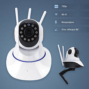 IP камера відеоспостереження WiFi 380 Pro автономна для будинку поворотна панорамна вай фай відеокамера p2p