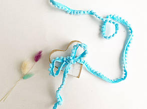 Тасьма з помпонами 5мм блакитна, метражем