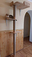 Настінний ігровий комплекс (кігтеточка) для кота, кішки з великою лежанкою 2м