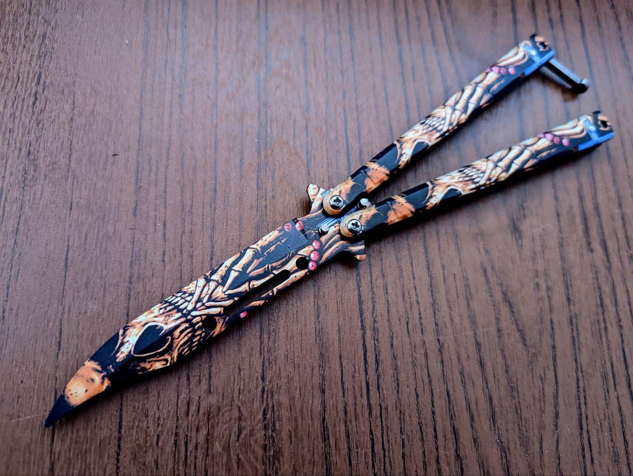 Нож бабочка(складной) тренировочный(тупой) стальной детский(полностью ...