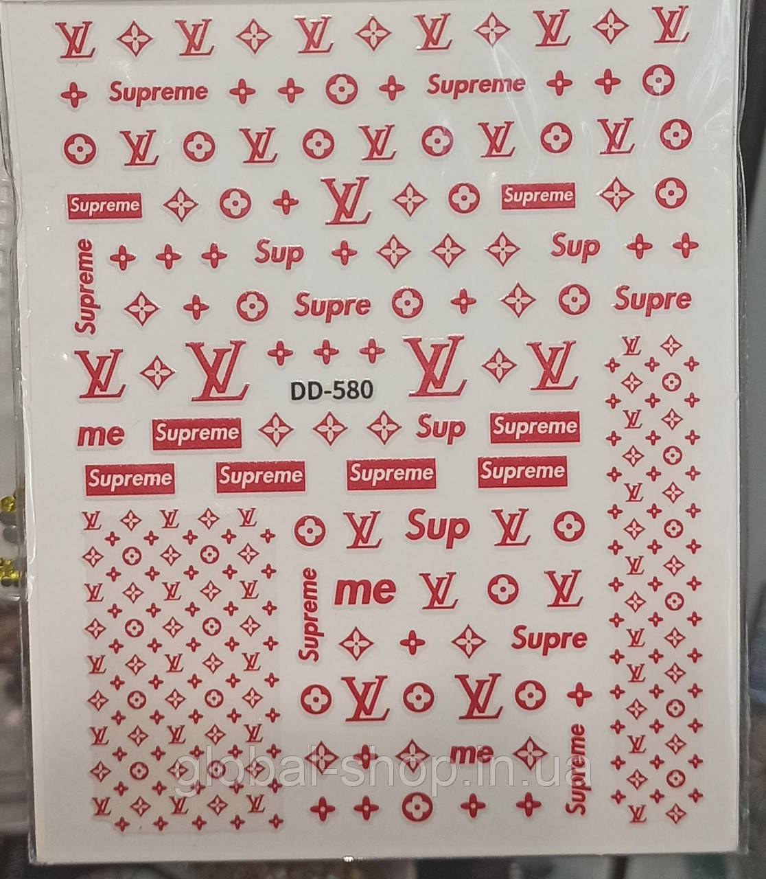 Наклейки для дизайну нігтів модні Supreme,louis vuitton
