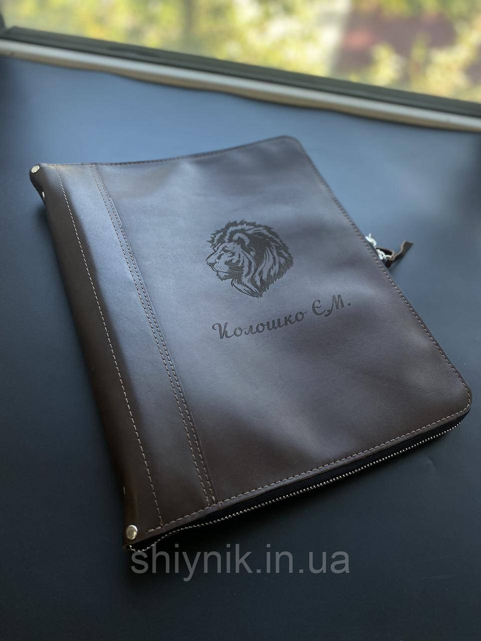 Шкіряна папка для сімейних документів FAMILY FOLDER коричнева