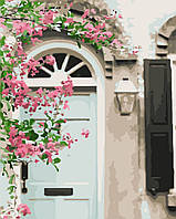 Картина по номерам Цветущий вход в дом, 40х50 Strateg Премиум с лаком и уровнем (VA-3384)