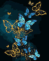 Картина по номерам Удивительные бабочки, 40х50 Strateg Премиум с лаком и уровнем (VA-3406)
