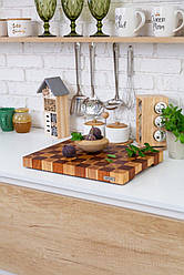 Торцева обробна дошка в стилі шахів 30х40 см для нарізки та сервірування, дерев'яна кухонна дошка