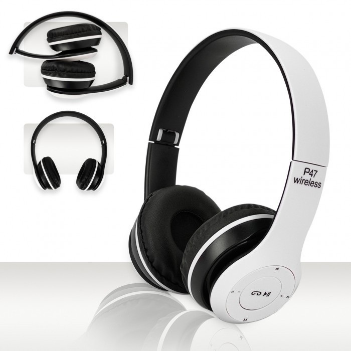 Бездротові навушники накладні WOW P47 Гарнітура Bluetooth 4.2 + MicroSD + FM радіо Білі - фото 4 - id-p1669344788