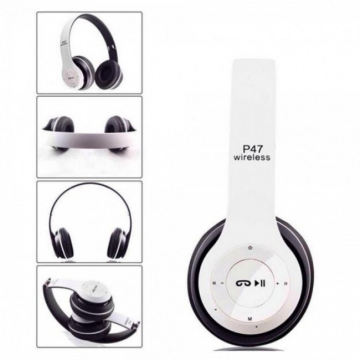 Бездротові навушники накладні WOW P47 Гарнітура Bluetooth 4.2 + MicroSD + FM радіо Білі - фото 5 - id-p1669344788