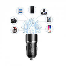Автомобільний зарядний пристрій SkyDolphin SZ02L Aluminium 2 USB 2.4 A Black (AZP-000071) + кабель Lightning, фото 3