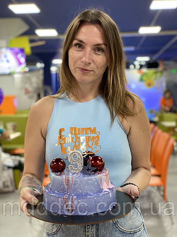 Топер дзеркальний срібло З днем народження, фото 2