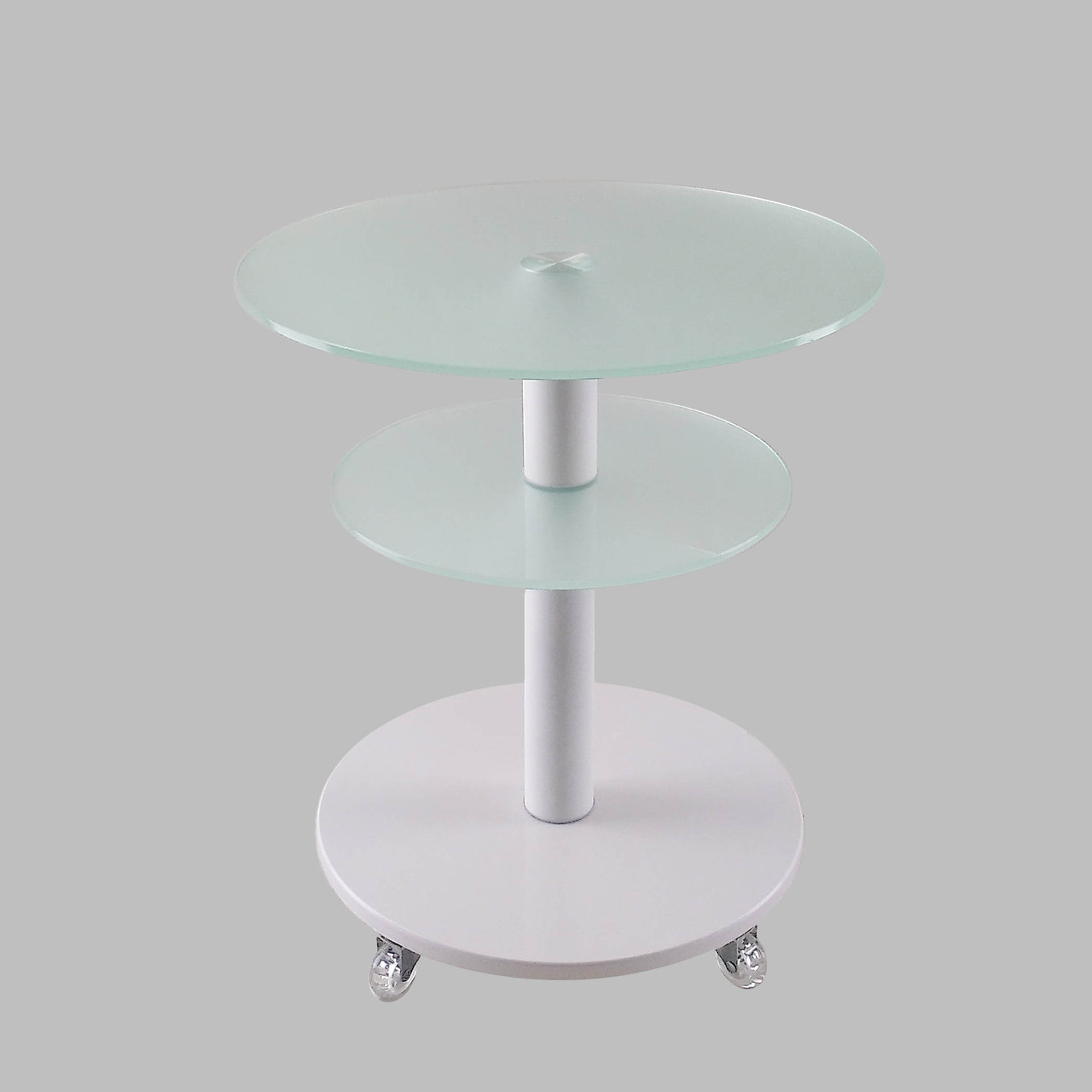 Скляний кавовий стіл круглий Commus Bravo Light425 K satin-white-wtm60