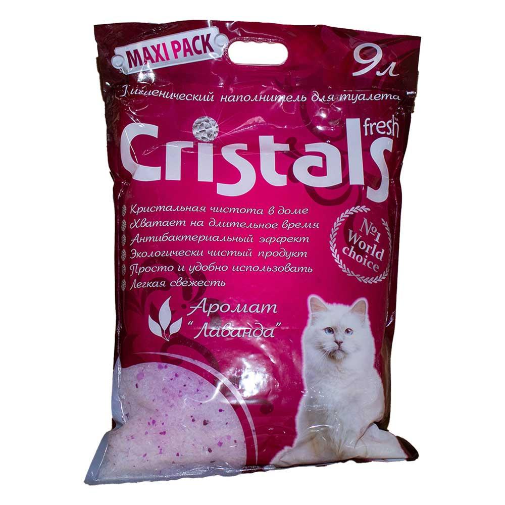 Фото - Котячий наповнювач Cristals Fresh силикагелевый наполнитель для котов с ароматом лаванды 9 л