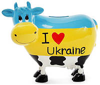 Копилка-коровка "I love Ukraine" 16.5х9х14см керамическая | HomeDreams