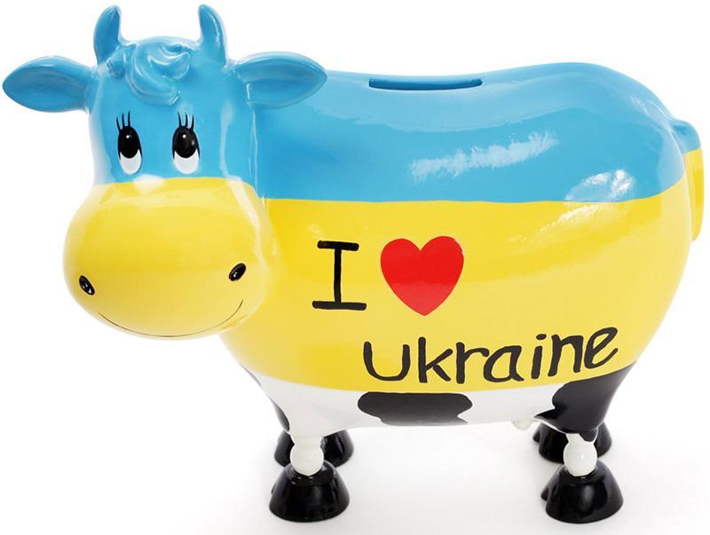 Скарбничка-корівка "I love Ukraine" 21.5х12.5х19см керамічна | HomeDreams