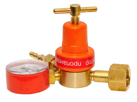 Редуктор з манометром пропановий (0,6 МП) Точ. Прилад (латунь) малий., фото 2