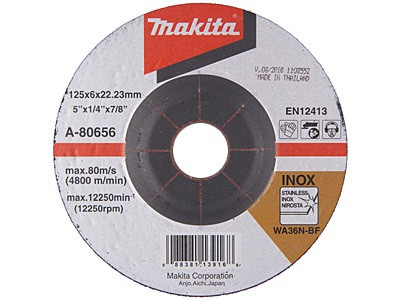 Шліфувальний диск по нержавіючій сталі 125x6 36N,вигнутий MAKITA A-80656