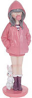 Декоративная статуэтка "Девочка с Кроликом" 7.5х9х26см, полистоун, розовый | HomeDreams