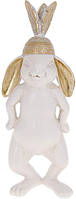 Декоративная статуэтка "Кролик в индейской шапке" 11х9х29см, полистоун, белый с золотом | HomeDreams