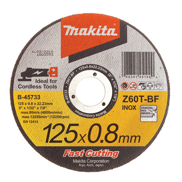 Тонкий відрізний диск для нержавіючої сталі Makita 125х0,8 Z60Т-BF