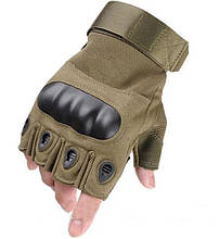 Тактичні рукавички військові без пальців (похідні, армійські, військові, мисливські) Олівкові