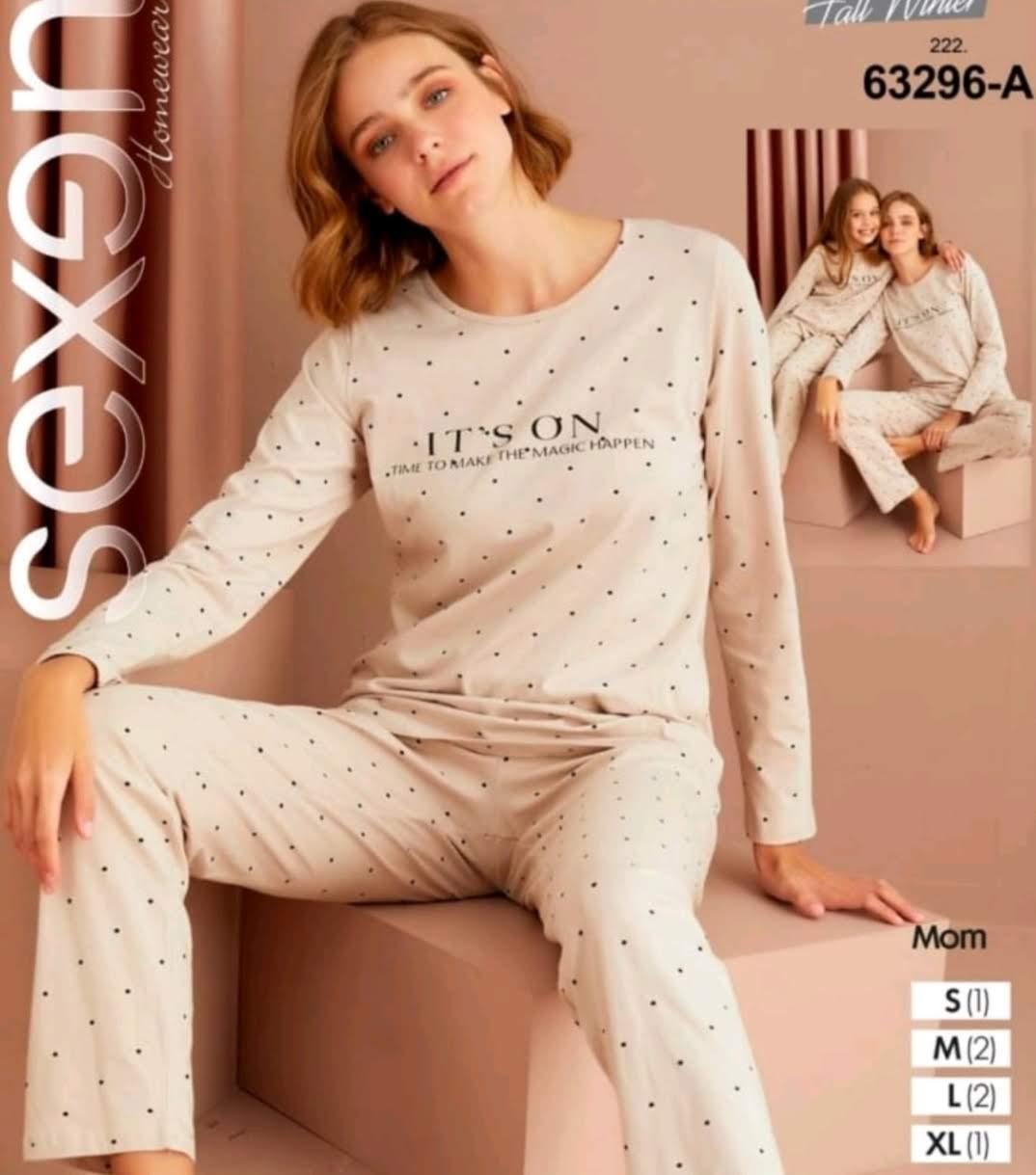 Піжама жіноча бежевого кольору в горошок (S-XL), фото 1